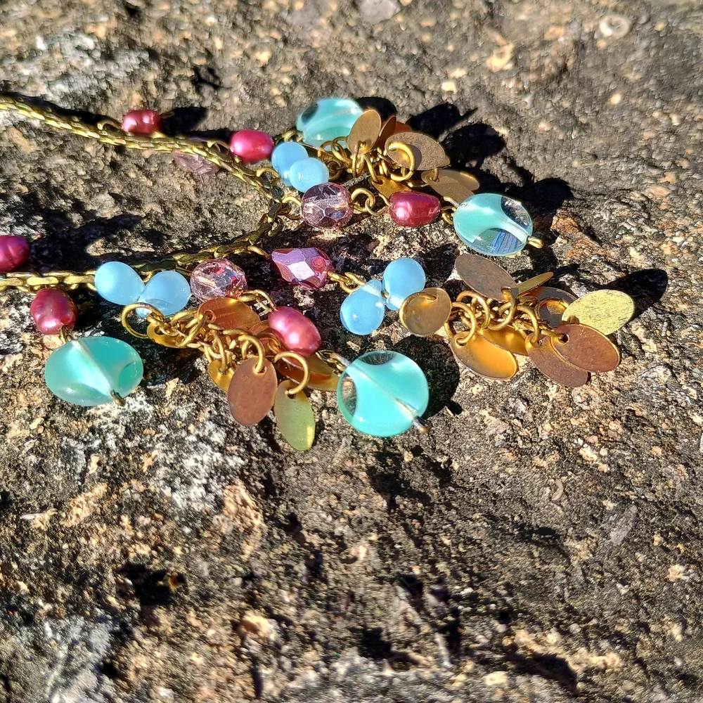 VTG gypsy core style charm necklace, deco style necklace, Pearl Necklace, Siren